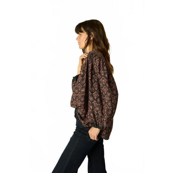 NEW NATALIE MARTIN leslie top in fleur-de-lis black - Picture 3 of 5